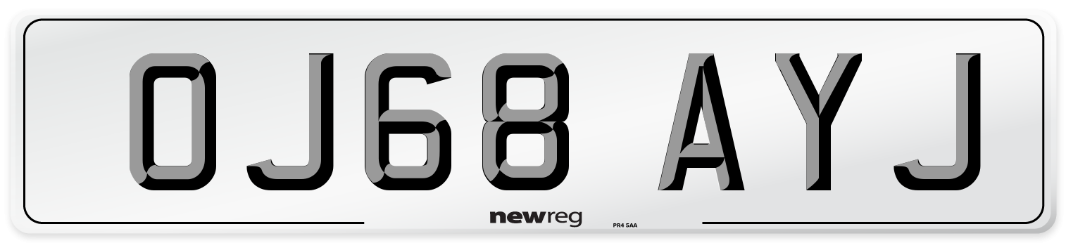 OJ68 AYJ Number Plate from New Reg